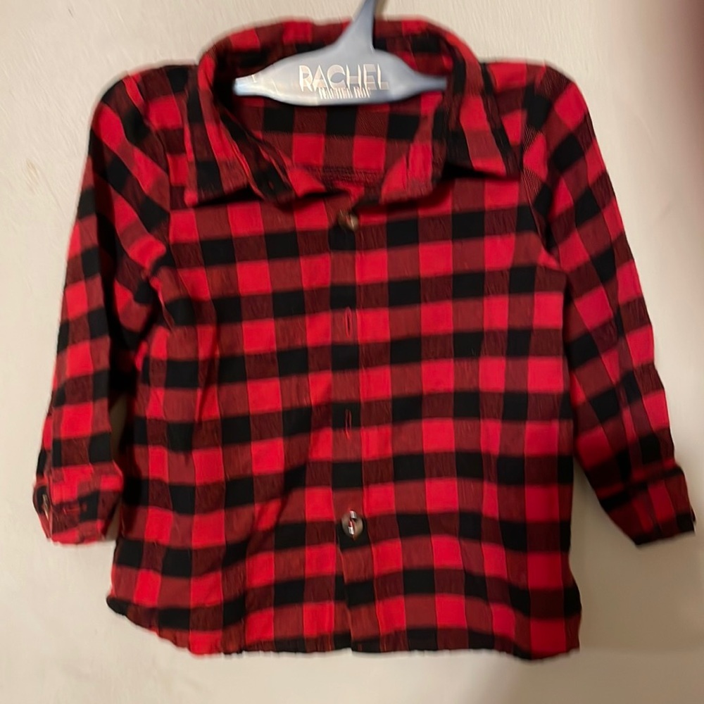 Girls 5t black and red checkered planned shirt